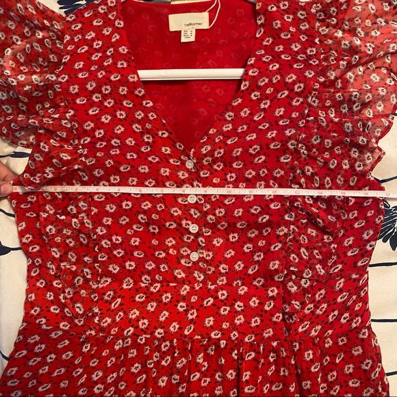 NWT THEKORNER PARIS Red Ditsy Print Long Dress - Picture 9 of 12